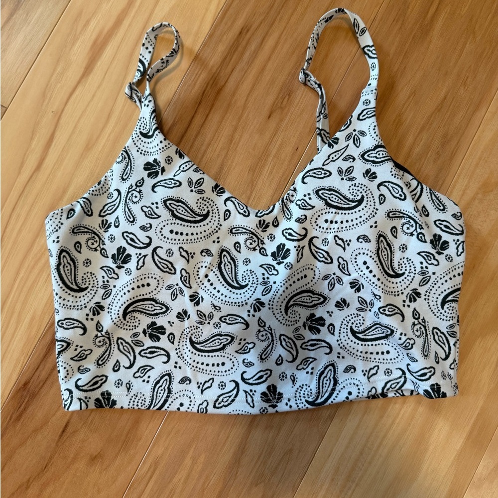 Athleta Black and White Paisley Bralette